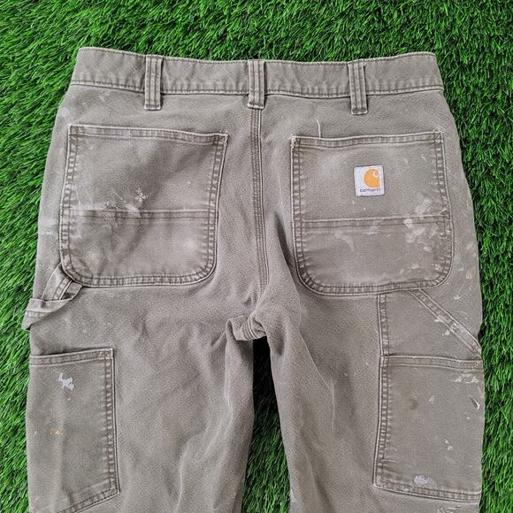 Carhartt Carpenter Baggy Pants 30x28 Distressed Faded Gray Rugged Flex - Picture 6 of 16